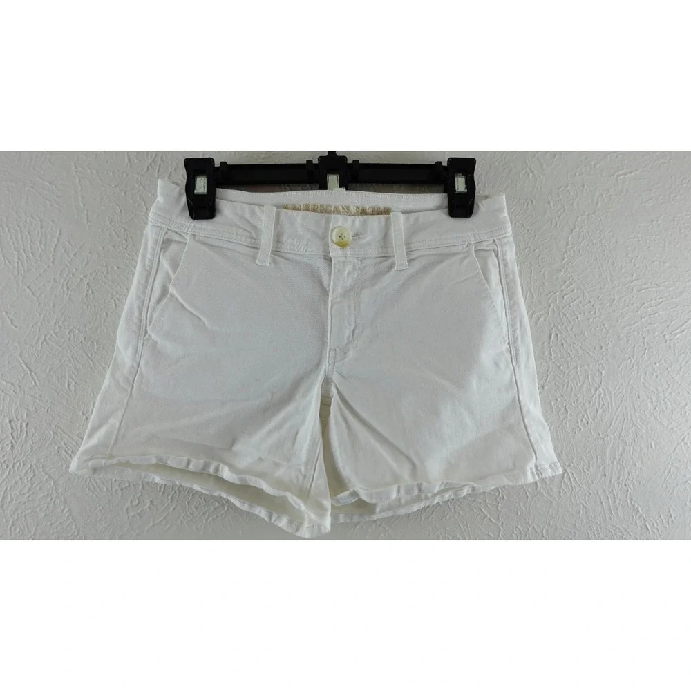 American Eagle Outfitters Womens‎ Shorts White Stretch Mid Rise Pockets 4